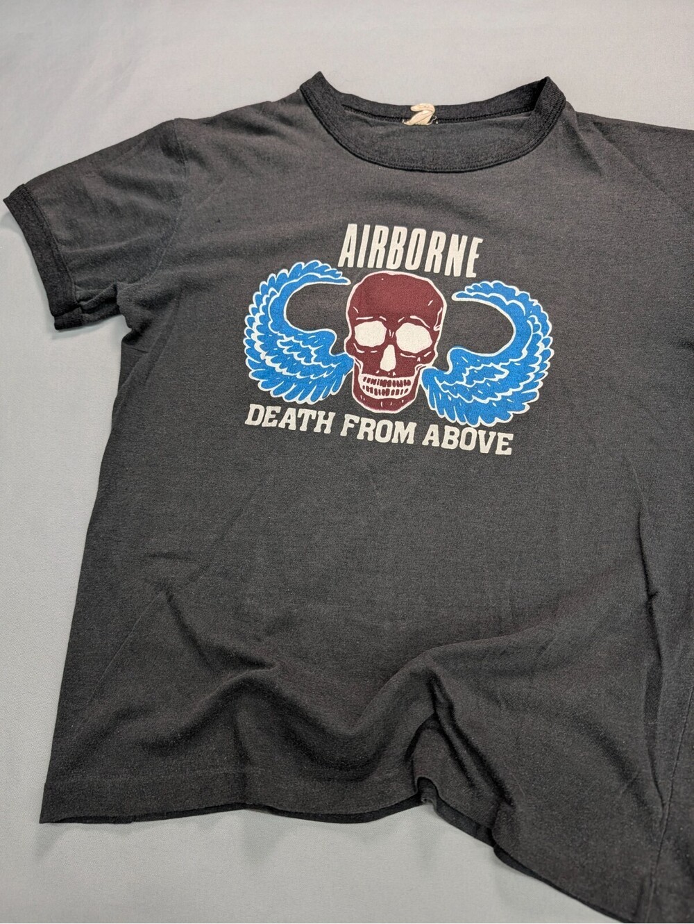 Airborne Death From Above Vintage 80s T Shirt Medium Ringer